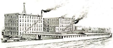 black and white image of an old aermotor factory